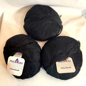 Pingouin Douceur Black Yarn Set NEW Two with Label One Without 50 Grams Each